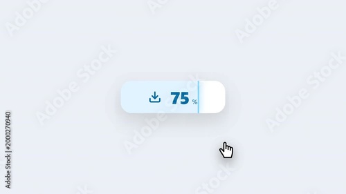 Animated UI download button transforming into percentage progress bar and green done checkmark