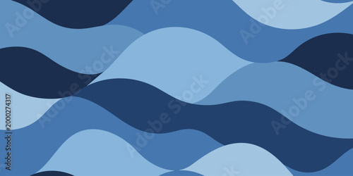 Fotografie Wavy blue pattern creates a soothing abstract design on a digital canvas