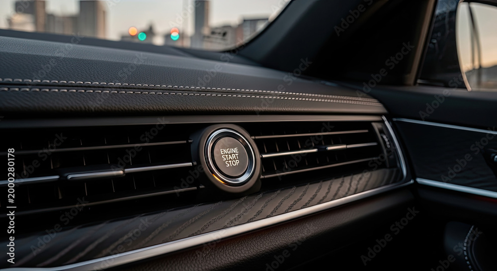 Fototapeta premium A close-up view of a luxury car's air vent and dashboard