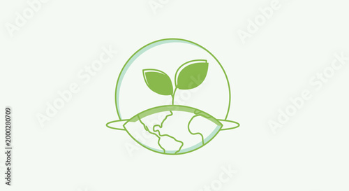 Green sprout emerging from globe illustration symbolising growth environment