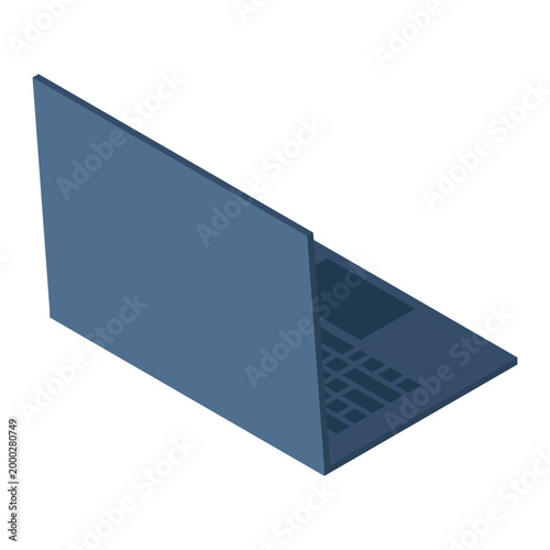 Isometric laptop. Isometric laptop backside. Programming on laptop concept. Isometric technology. Vector illustration
