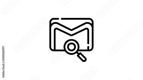 Email search concept with magnifying glass for technology, internet, cybersecurity, digital communication, and privacyrelated designs, websites, and marketing materials.
