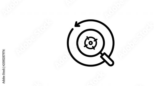 Focus search targeting goal with circling arrow. Ideal for business, success, achievement concepts, marketing campaigns, and presentation materials.
