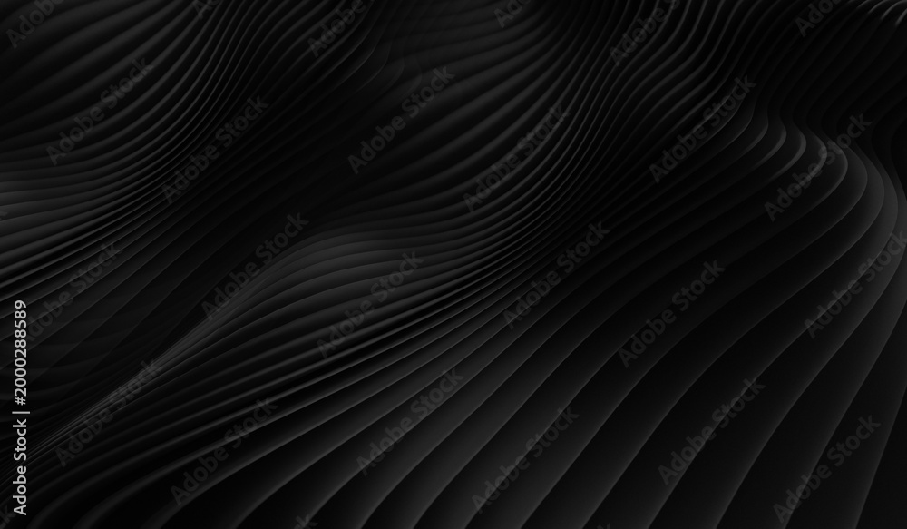 Obraz premium Gray and black with curved lines that resemble the flow of liquid, the folds of luxurious satin, or the reflection of light on polished metal surfaces. These flowing lines create a sense of depth and