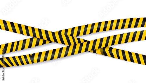 Caution tape crossing over a white background