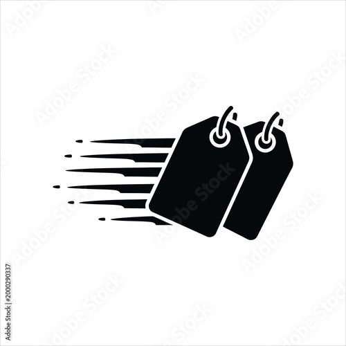 Speeding price tags with motion blur in vector illustration Isolated on white background