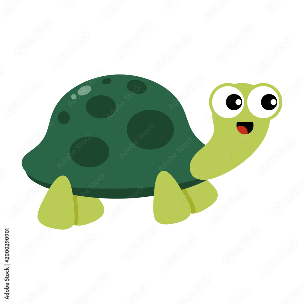 Fototapeta premium Cute Turtle Character Icon isolated on transparent background.