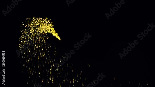 High quality 4K fluid abstract magic trail video footage with sparkling gold particles. Cinematic movement on a dark background, . In accordance with a fantasy background or concept.