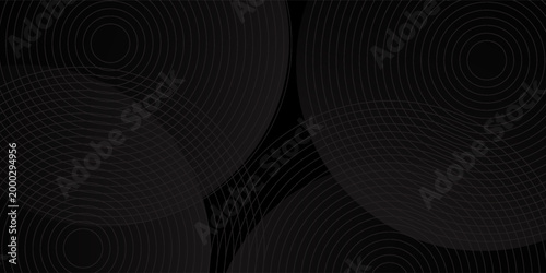 Abstract Dark Background with Thin Concentric Circular Outlines