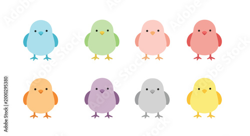 A delightful collection of cute, colorful cartoon chicks, perfect for spring and Easter themes