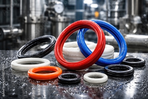 Group of silicone gasket rings emphasizing versatility and leak prevention technology in industrial settings