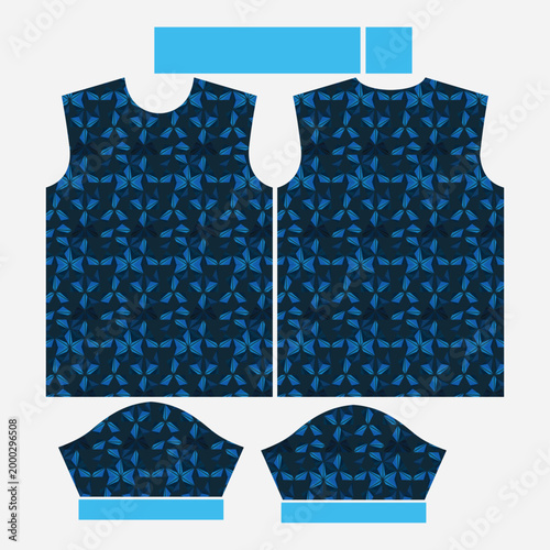Abstract Geometric 3D Polygon Sports Jersey Sublimation Pattern Design in Navy and Cyan