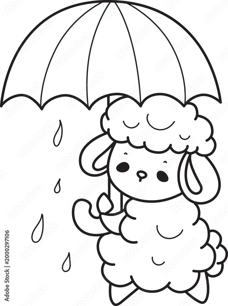 Obraz premium Coloring pages of cute sheep random illustration activity. 
