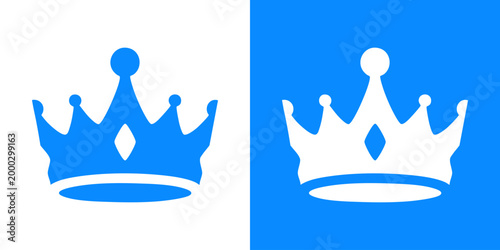 Blue and white crowns side by side on squares