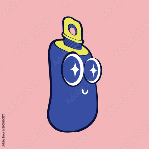 Cute insulated bottle character illustration for kids camping theme