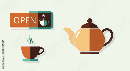 Brown teapot and coffee cup icons.