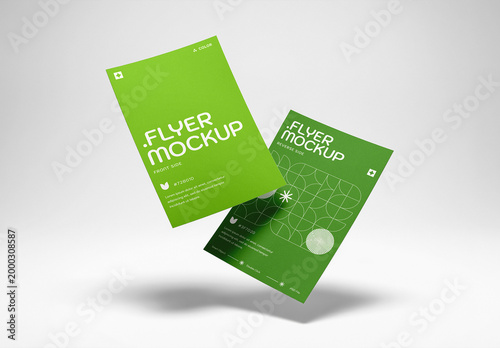 Floating Flyer Mockup Set Isolated On A Editable Studio Background
