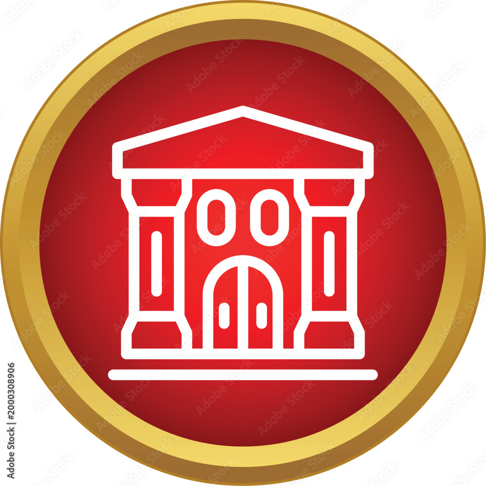 Fototapeta premium Classical architecture building representing a museum, bank, or public institution on a red background