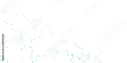 Abstract network of light blue dots and connecting lines on a white background connection technology