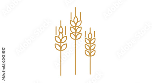 Golden wheat icons, vector wheat symbols, grain illustrations, agricultural emblems