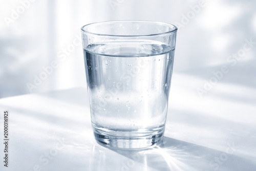 Clean water in a transparent glass against a bright white background