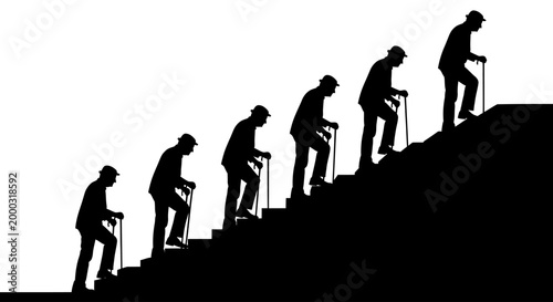 Foto Silhouette of a man climbing up.