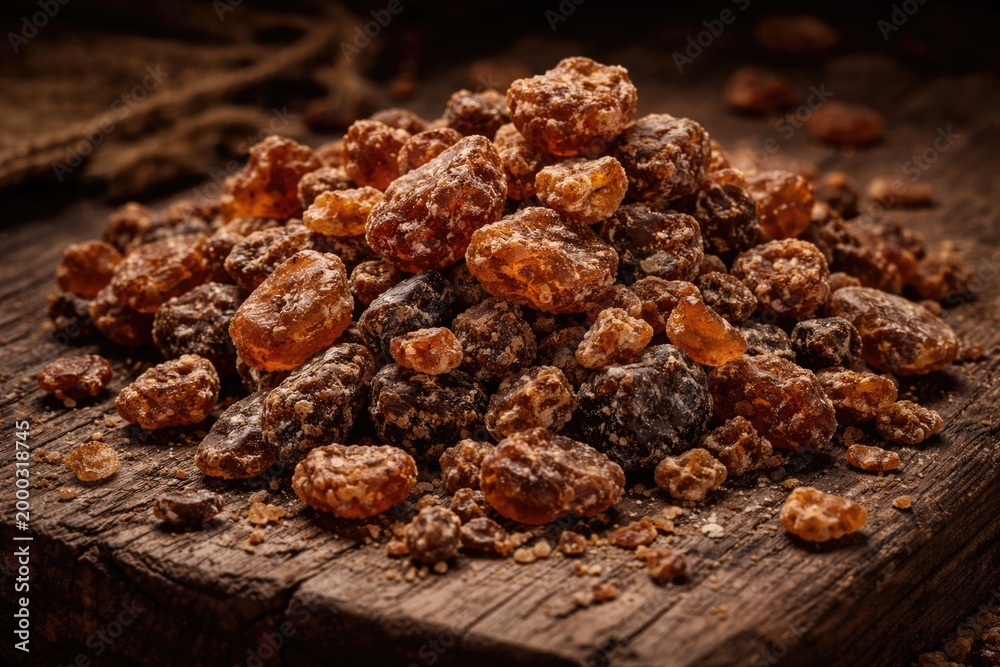 Obraz premium Dried myrrh resin pieces from medicinal plant extraction