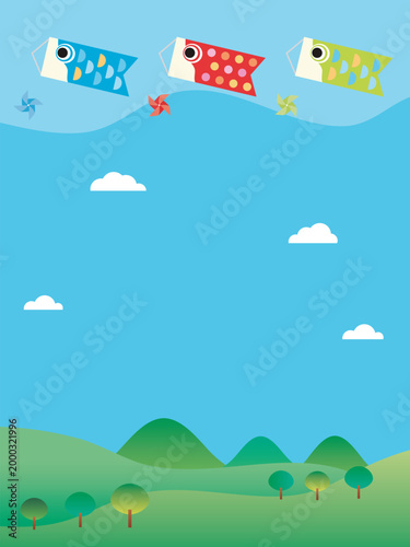 Children’s Day Koinobori Carp Streamers Banner, Japanese Festival Background	
