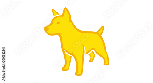 Yellow dog standing on four legs.