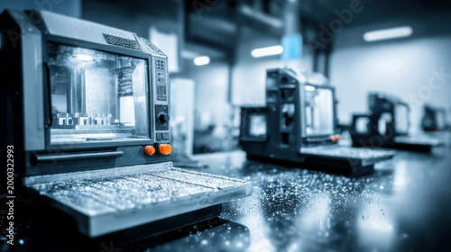 Cnc machines operating in smart factory manufacturing production