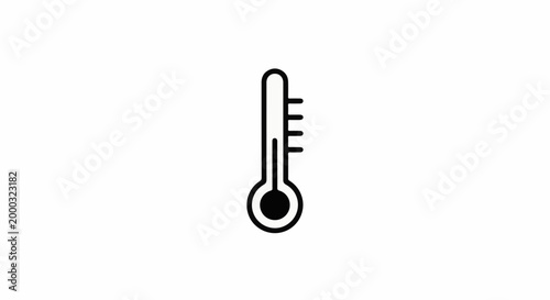 A black and white icon of a thermometer with markings