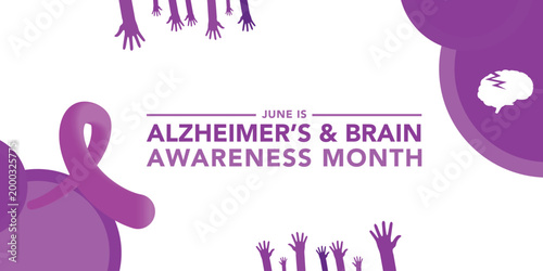 Alzheimer's And Brain awareness Month June. Template for background, banner, card, poster with text inscription. Vector illustration.	