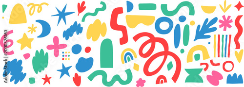 Bild auf Leinwand Set of doodle hand drawn fancy bold organic sticker shapes