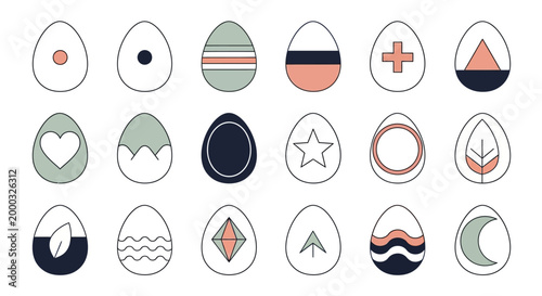 A vibrant abstract vector illustration collection of colorful modern digital art eggs, perfect for Easter backgrounds and festive designs