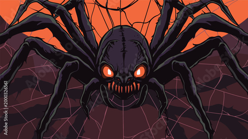 Ugly Halloween spider vector illustration clean shapes creepy cartoon insect minimal spooky design modern flat style