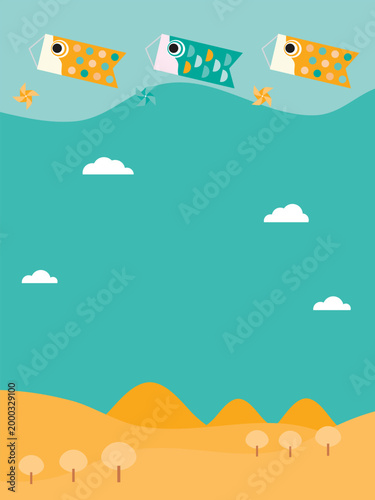 Children’s Day Koinobori Carp Streamers Banner, Japanese Festival Background