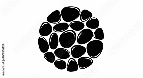 Black and white stone sphere.