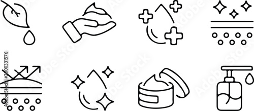 skin care treatment outline icons set vector 