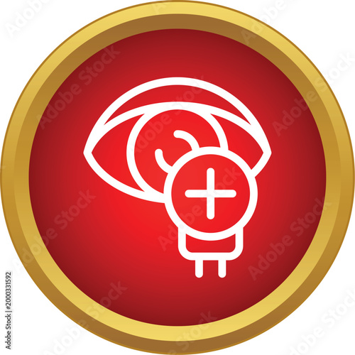 Eye icon with a plus sign representing vision improvement or medical eye care