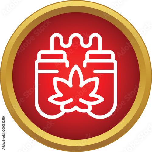Chemical glassware and cannabis leaf depicting hemp oil extraction or pharmaceutical production