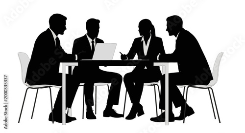 Silhouette of business people having a meeting at office desk