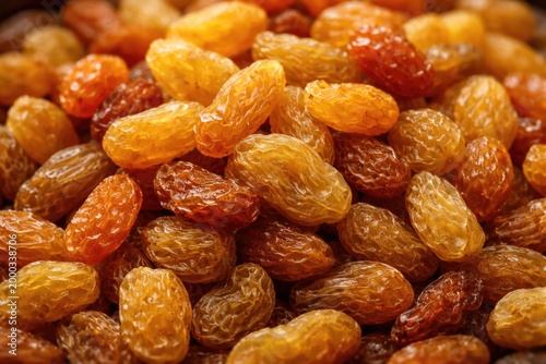 Assorted golden dried sultanas with natural texture