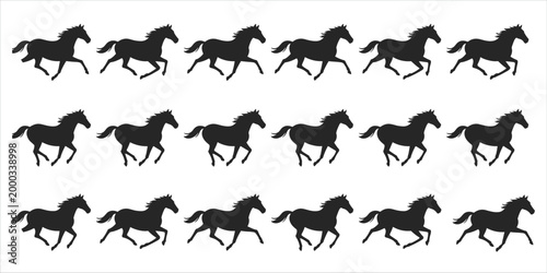 Running Horse Silhouettes Pattern Galloping Equine Figures vector untitled