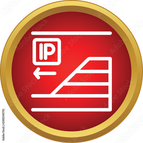 Data transfer concept showing ip address moving down stairs with an arrow