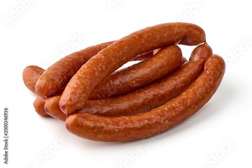 Smoked Sausages, isolated on white background