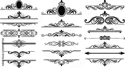 Cuadro en lienzo Elegant vintage decorative border designs isolated on white background, Vector