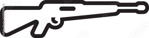 Classic Sniper Rifle Line Icon - Minimalist Long Barrel Gun Vector Symbol