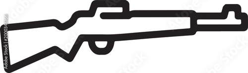Minimalist Military Rifle Line Icon - Vector Bolt Action Gun Symbol