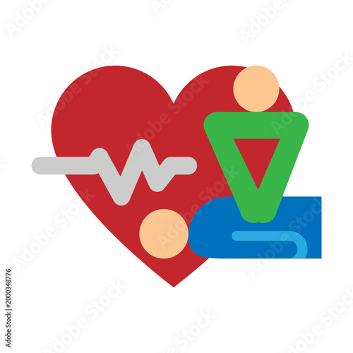 CPR (Cardiopulmonary Resuscitation) Vector Flat Icon Design