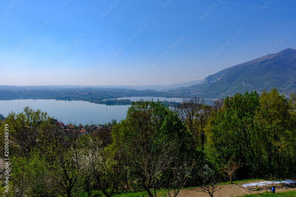 Obraz premium Springtime landscape along the road to Camporeso from Galbiate, Lecco province, Italy